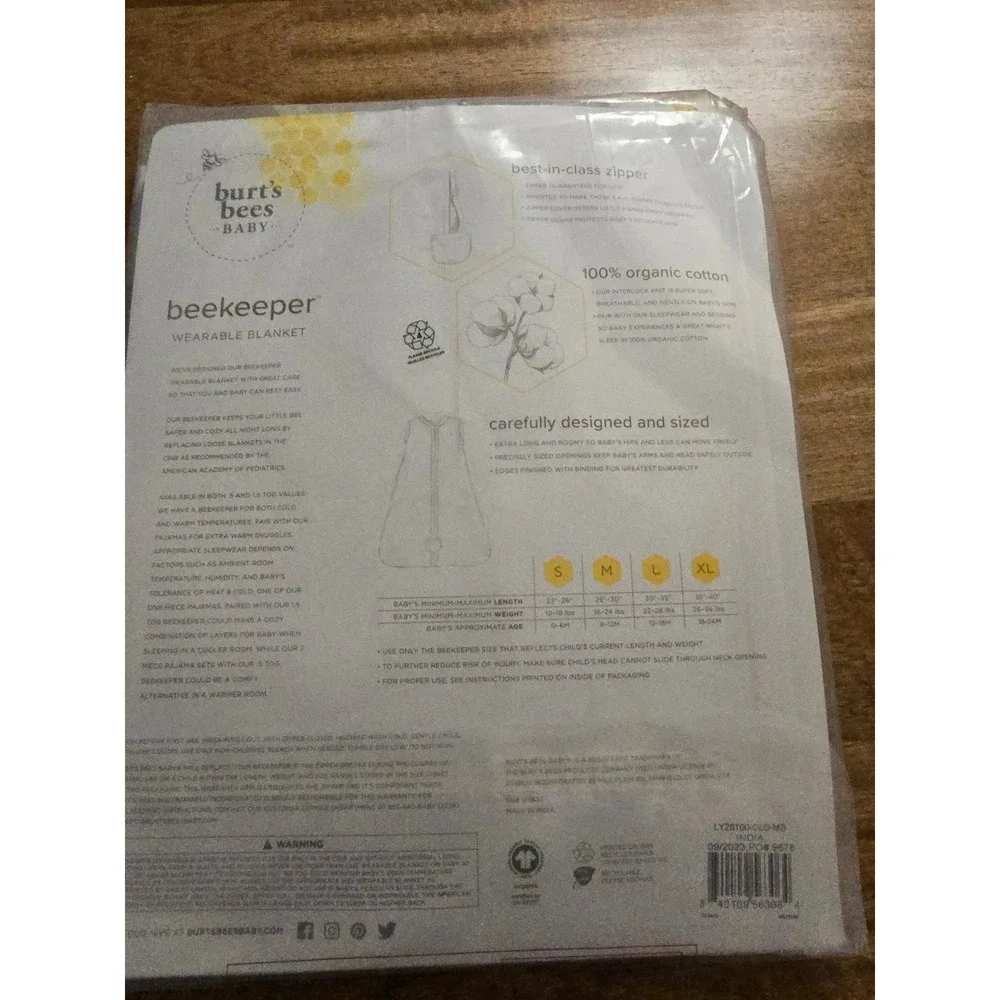 Burts Bees Baby Beekeeper Wearable Blanket Organic Cotton Giraffe Size M